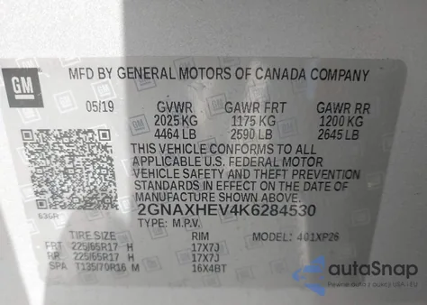 2019 Chevrolet Equinox Ls from USA, damaged, VIN 2GNAXHEV4K6284530